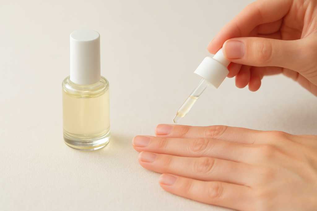 ネイルアート - hands applying cuticle oil