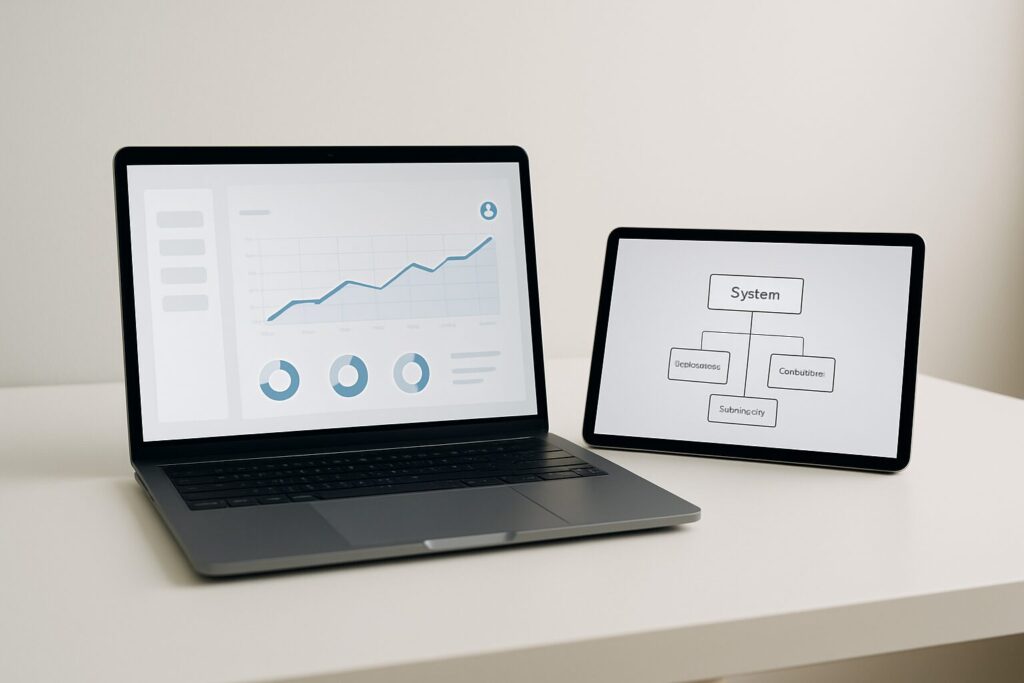 デザイン - laptop with elegant UI design
