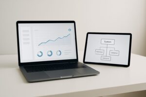 デザイン - laptop with elegant UI design